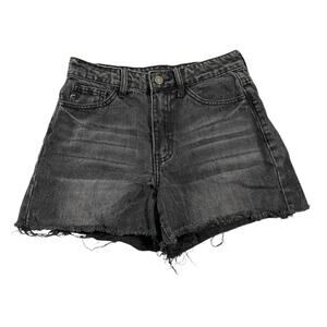 Kancan Womens Jean Shorts Size 3 Washed Black Mid Rise Cut Off Demim Shorts